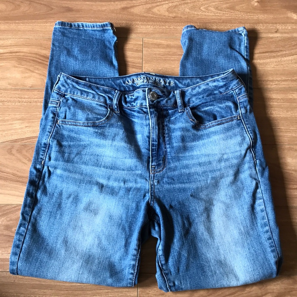 American Eagle Blue High Skinny Jeggings No Holes